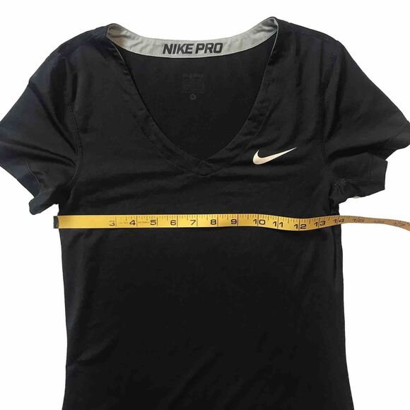 Nike Pro Dri-Fit Black V Neck Compression S/S Top Size Small Training Gym 589370 - Picture 6 of 8